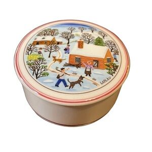 VTG Villeroy Boch Porcelaine Naïf Christmas Trinket Jewelry Box Collectible